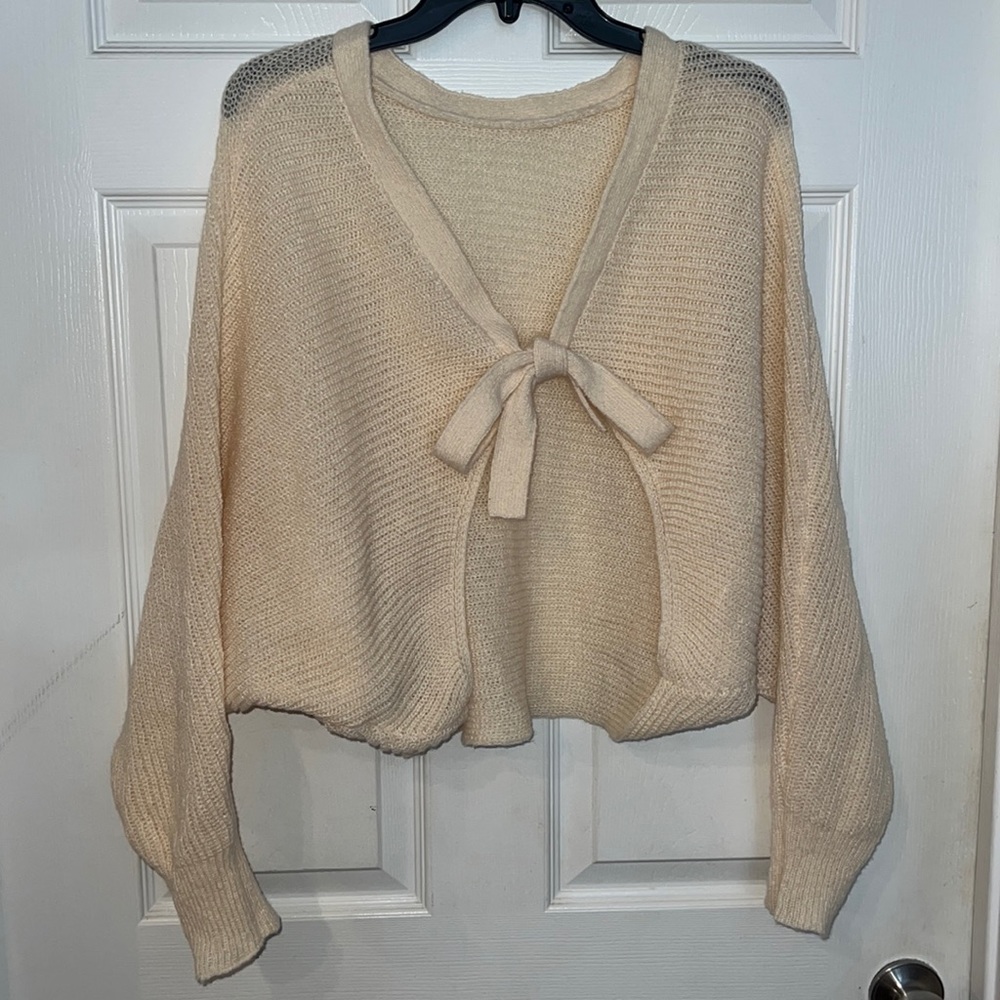 SHEIN solid tie backless sweater